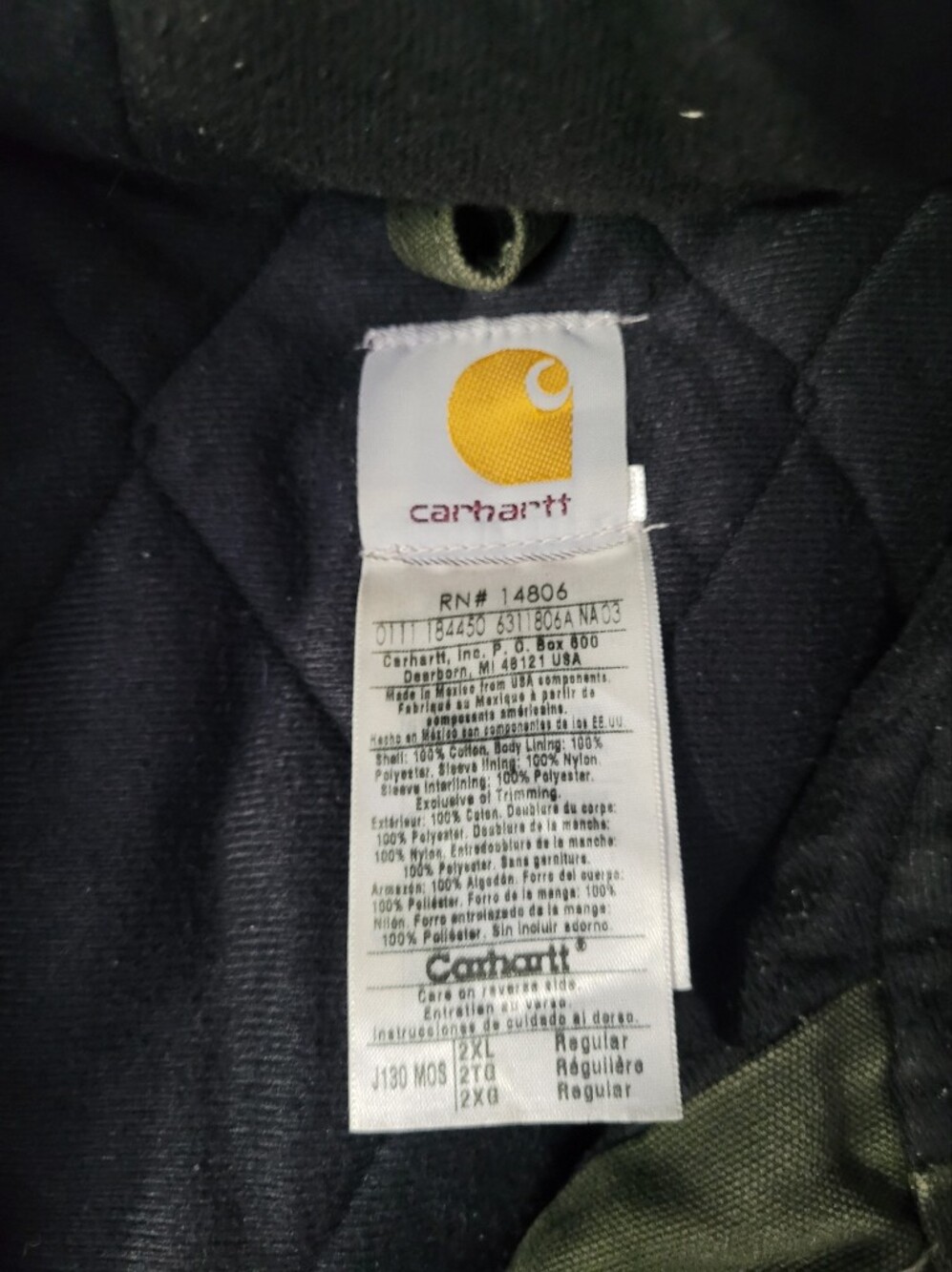 Carhartt Men's Olive Moss Green Quilted-Lined Hooded Jacket - Picture 3 of 7